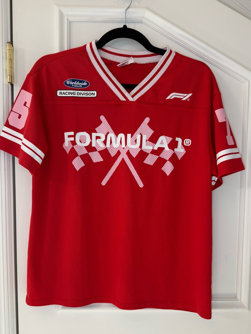 Formula 1 F1 Racing Jersey Red Checkered Flag Shirt Size M